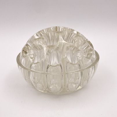 Ваза-подставка для цветов (роуз-боул, rose-bowl), стекло, пресс, Франция, 1960-1980 гг.