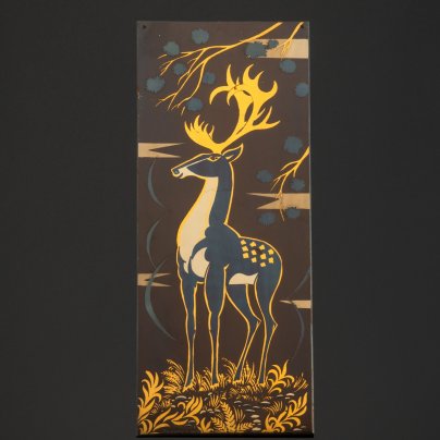 Панно настенное "Олень", металл, гравировка, чернение, Златоуст, СССР, 1970-1990 гг.