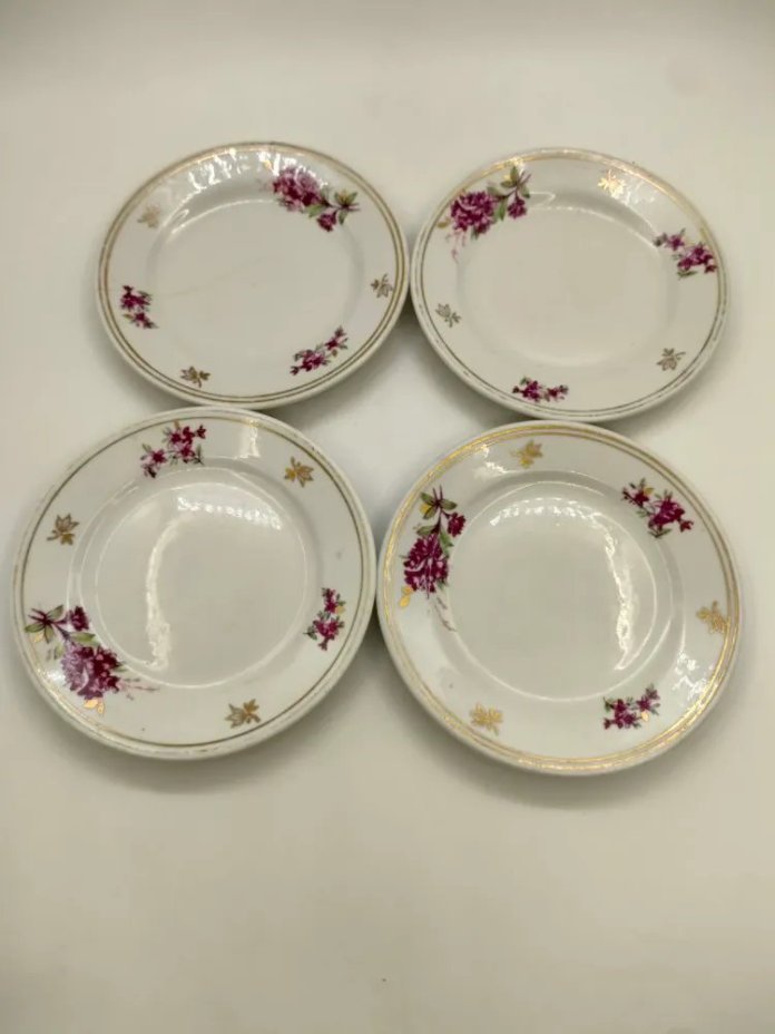 Набор из 4-х пирожковых тарелок, фарфор, Дулевский фарфоровый завод (Дулёво), СССР, 1958 г.