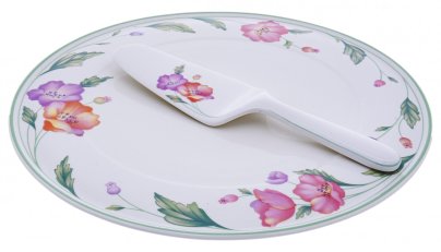 Набор для подачи торта (блюдо и лопатка), фарфор, деколь, мануфактура "Royal Bone China", Япония, 2000-2015 гг.