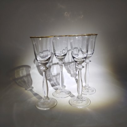 Набор рюмок на высокой ножке на 4 персоны, стекло, золочение, Bohemia Crystal (Bohemia Glass), Чехия, 1993-2010 гг.