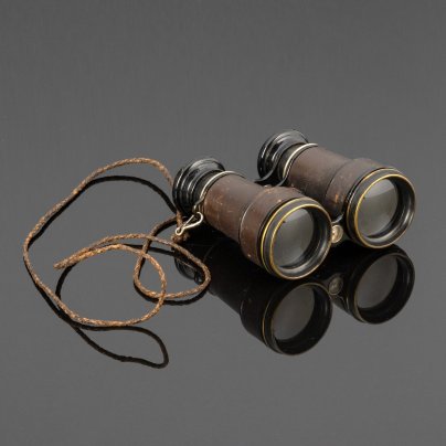 Бинокль полевой с компасом (винтажный), Verres Juperieurs, металл, стекло, кожа