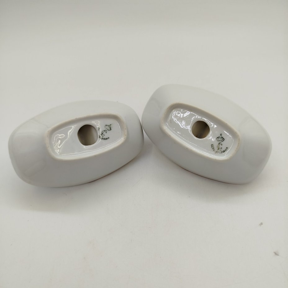 Набор из двух менажниц на две секции с растительным декором, фарфор, деколь, золочение, Concordia Lesov, Чехословакия, 1970-1991 гг.