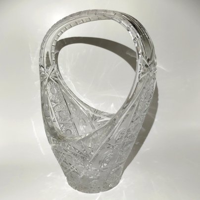 Ваза для конфет (конфетница) виде корзинки, Kristal Samobor, хрусталь, алмазная грань, Югославия, 1980-1990 гг.