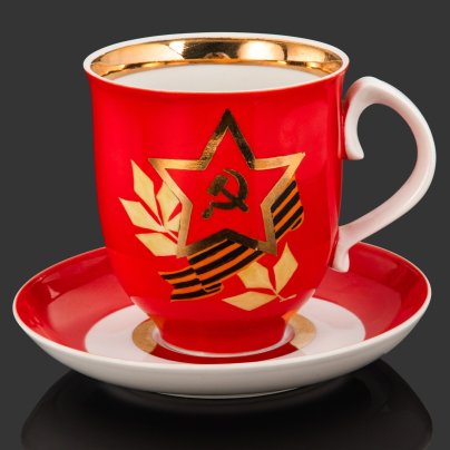 Чайный бокал "Юбилейный. 1918-1988", автор С. Аникин, фарфор, крытье, роспись, золочение, Дулевский фарфоровый завод (Дулёво)