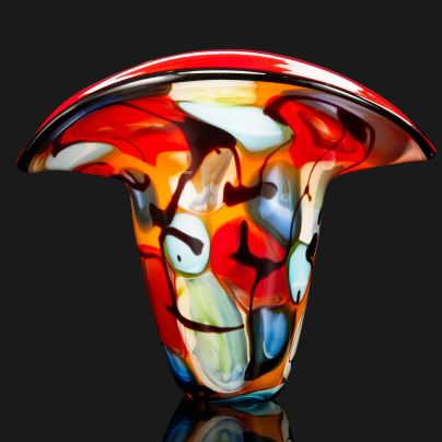 Яркая интерьерная ваза с абстрактным рисунком, стекло, Murano, Италия, 1960-1970 гг.