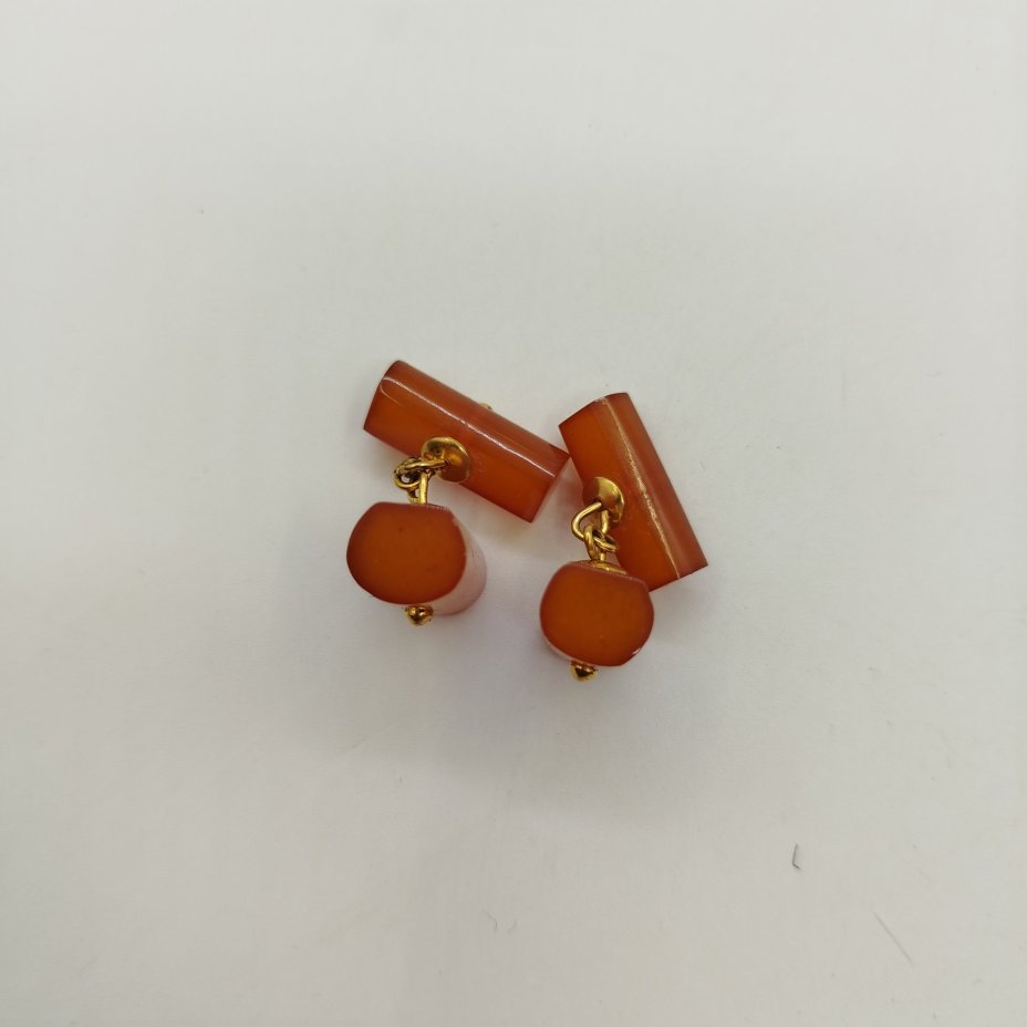 Запонки прямоугольной формы, янтарь, металл, Калининградский янтарный комбинат, СССР, 1970-1990 гг.