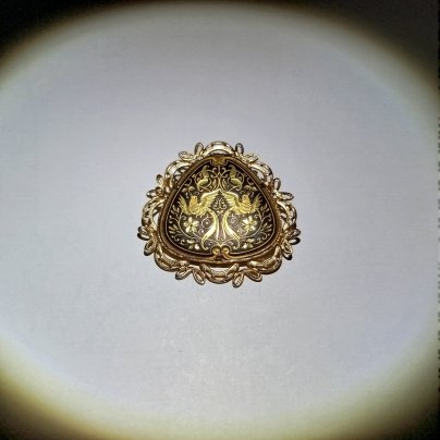 Брошь с изображением птиц, металл, чернение, золочение, СССР, 1970-1990 гг.