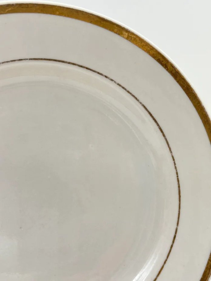 Набор из 3-х тарелок с золотой каймой, фарфор, золочение, Дулевский фарфоровый завод (Дулёво), СССР, 1980 г.