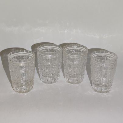 Набор из 4-х стопок с рельефным декором, хрусталь, СССР, 1970-1990 гг.