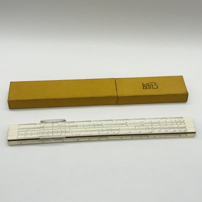 Линейка логарифмическая в кофре, пластик, дерево, СССР, 1969 г.
