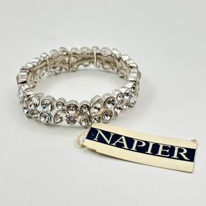 Браслет "Napier", металл, серебрение, вставки прозрачного цвета, США, 1970-1990 гг.