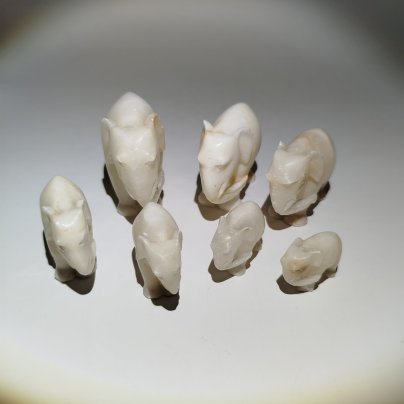 Скульптурная композиция (миниатюра) "Слоны" (7 шт.), натуральный камень, резьба, СССР, 1970-1990 гг.