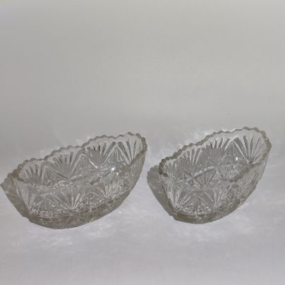 Набор из 2-х икорниц с рельефным декором, хрусталь, СССР, 1970-1990 гг.