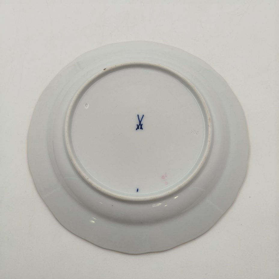 Тарелка пирожковая "Мейсенская роза", фарфор, роспись, золочение, Meissen (Мейсенский фарфор), Германия, 1955 г.