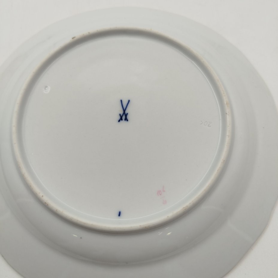 Тарелка пирожковая "Мейсенская роза", фарфор, роспись, золочение, Meissen (Мейсенский фарфор), Германия, 1955 г.