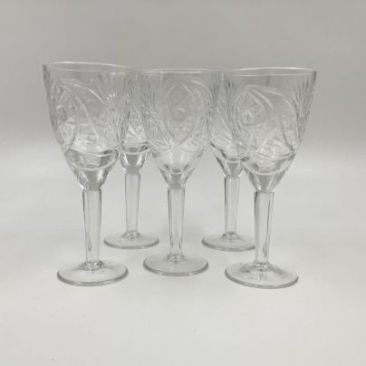 Набор из 5-ти рюмок с резным декором, хрусталь, пресс, Дятьковский хрустальный завод, СССР, 1963-1985 гг.
