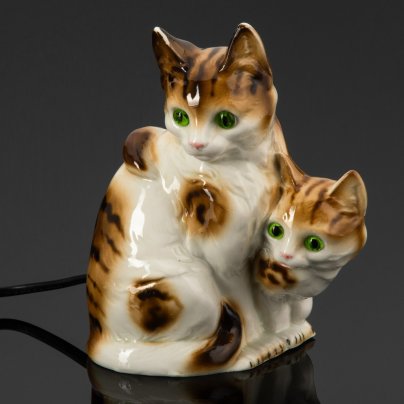 Лампа-ночник "Котята", фарфор, роспись, Heinz & Co., Германия, 1954-1972 гг.
