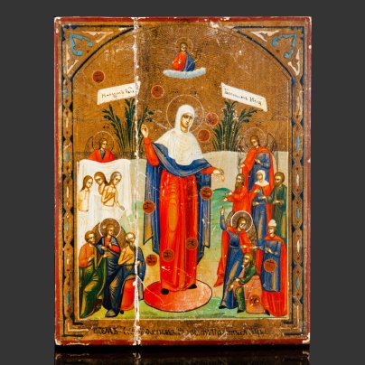 Икона Божией Матери "Всех скорбящих Радость", дерево, левкас, темпера, золочение, цировка, Российская империя, 1890-1915 гг.