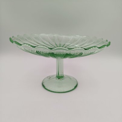Конфетница (фруктовница) зеленого оттенка, стекло, СССР, 1950-1980 гг.