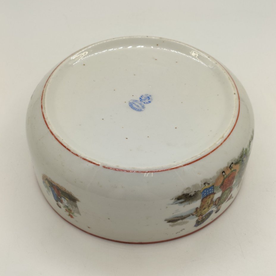 Полоскательница (капельник) в стиле шинуазри, фарфор, деколь, обводка, Первомайский фарфоровый завод (Песочное), СССР, 1924-1930 гг.