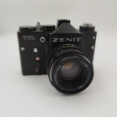Фотоаппарат плёночный "Зенит-TTL" c объективом "Гелиос-44М" в оригинальном кофре, металл, пластик, стекло, кожа, Красногорский механический завод (КМЗ), СССР, 1977-1985 гг.