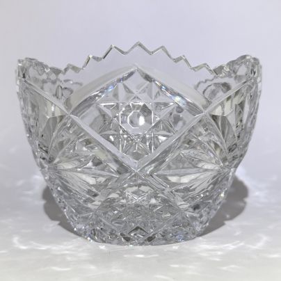 Ваза (салатник, фруктовница, конфетница) с резным декором, хрусталь, алмазная грань, СССР, 1970-1990 гг.