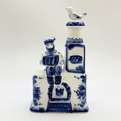 Штоф "Печка", фарфор, роспись, Гжельский фарфоровый завод, Россия, 1991-2019 гг.