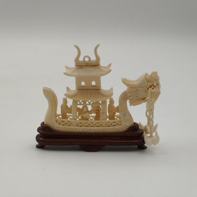 Статуэтка "Корабль-дракон", кость, резьба, дерево, Китай, 1900-1950 гг.