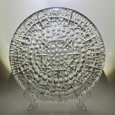 Блюдо сервировочное (поднос) "Космос", автор Л.Д. Смирнова, хрусталь, пресс, Ленинградский завод художественного стекла (ЛЗХС), СССР, 1960-1980 гг.