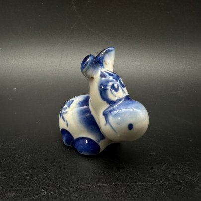 Статуэтка "Ослик", фарфор, роспись, Объединение «Гжель», СССР, 1970-1990 гг.