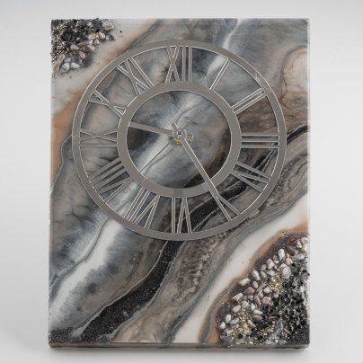 Часы настенные "Не 50 оттенков серого", авторская ручная работа в технике Resin Art