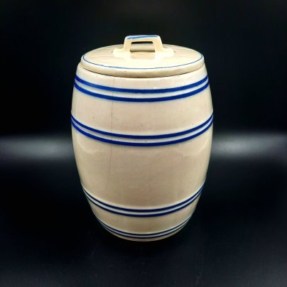 Бочонок с декором в виде продольных полос, фаянс, обводка, СССР, 1960-1990 гг.
