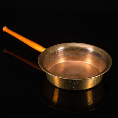 Таз с длинной ручкой для варки варенья (большой), латунь, дерево, Кольчугинский завод цветных металлов