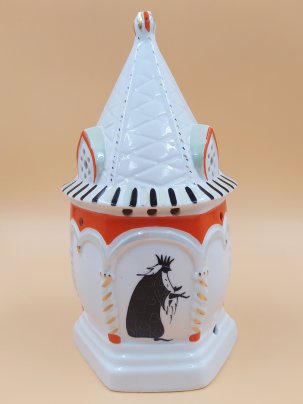 Ночник (корпус) "Золотой Петушок", фарфор, роспись, золочение, Ленинградский завод фарфоровых изделий (ЛЗФИ), СССР, 1956-1967 гг.