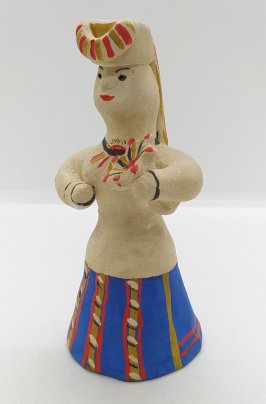Игрушка каргопольская "Барыня с цветком", г. Каргополь, Архангельская область, мастер "Б.Н.", глина, лепка, роспись