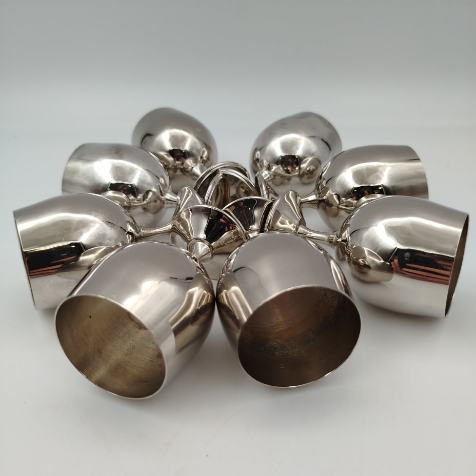 Набор рюмок на 8 персон, металл, Западная Европа, 1950-1990 гг.