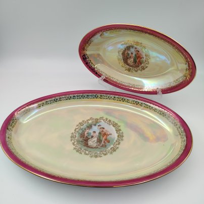 Сервировочные блюда овальной формы из сервиза "Мадонна", фарфор, деколь, люстр, золочение, Fortuna Eisenberg, ГДР, 1960-1973 гг.