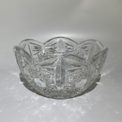 Салатник с рельефным декором, хрусталь, СССР, 1970-1990 гг.