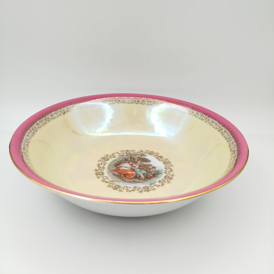 Салатник круглой формы из сервиза "Мадонна", фарфор, деколь, люстр, золочение, Fortuna Eisenberg, Германия, 1960-1973 гг.