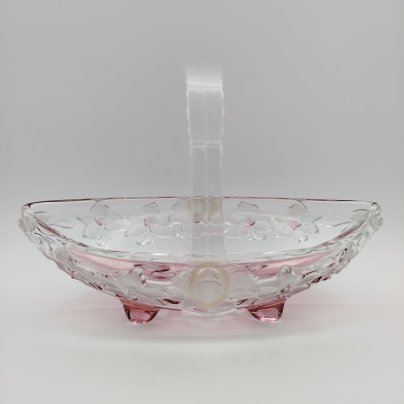 Фруктовница с рельефным декором в виде орхидей, стекло, ручка - пластик, Walther Glas