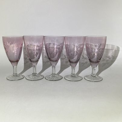 Набор из 5-ти рюмок "Снежинки", стекло, гравировка, СССР, 1970-1980 гг.