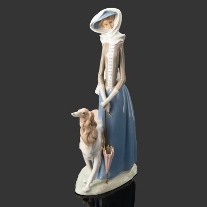 Статуэтка "Дама с собачкой" ("Леди с борзой"), фарфор, роспись, Lladro, Испания, 1971-1974 гг.