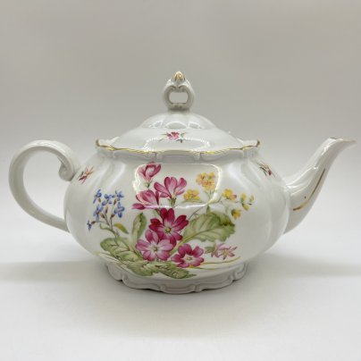 Чайник с цветочным декором, фарфор, деколь, золочение, Haas & Czjzek, Чехословакия, 1920-1950 гг.