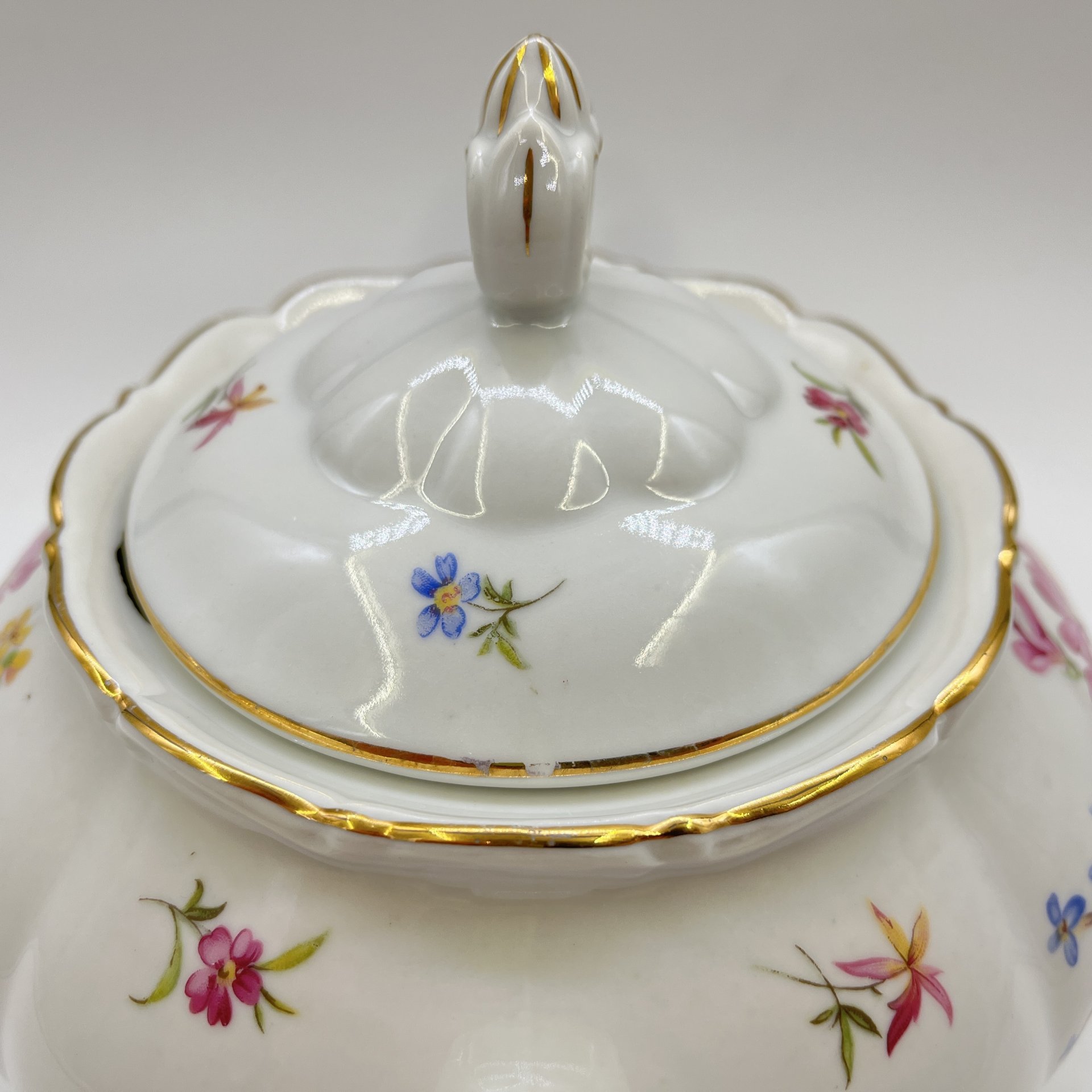 Чайник с цветочным декором, фарфор, деколь, золочение, Haas & Czjzek, Чехословакия, 1920-1950 гг.