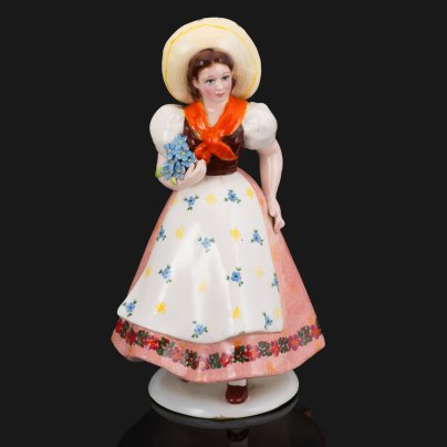 Статуэтка "Девочка в шляпе с букетом цветов", Trevir ceramics, керамика, роспись