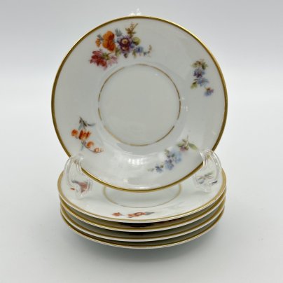 Набор блюдец-розеток на 5 персон, украшенных цветочным декором, Furstenberg Porcelain Manufactory (Фюрстенберг), фарфор, деколь, золочение