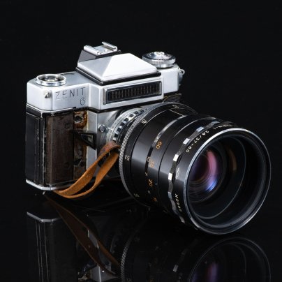 Фотоаппарат "Зенит-6" с объективом "Рубин-1 2,8/37 / 80", металл, стекло, пластмасса, резина, кожа, Красногорский механический завод (КМЗ), СССР, 1965 г.