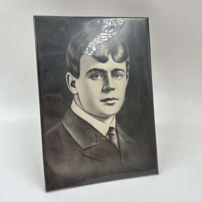 Портрет С. А. Есенина настольный, бумага, пластик, печать, СССР, 1970-1980 гг.