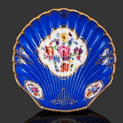 Розетка с цветочным декором, фарфор, крытье, роспись, золочение, Meissen (Мейсенский фарфор), Германия, 1850-1890 гг.